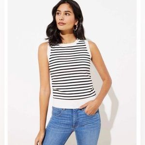 Loft Women Striped Cropped Sweater Tank Size XXS
